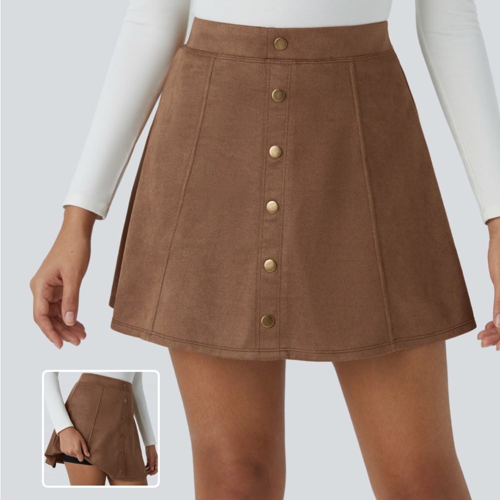 Halara Brown Button-Front Women's Skirt
